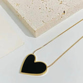 Elegant Black Heart Pendant Chain